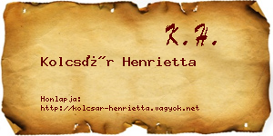 Kolcsár Henrietta névjegykártya