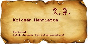 Kolcsár Henrietta névjegykártya