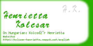 henrietta kolcsar business card